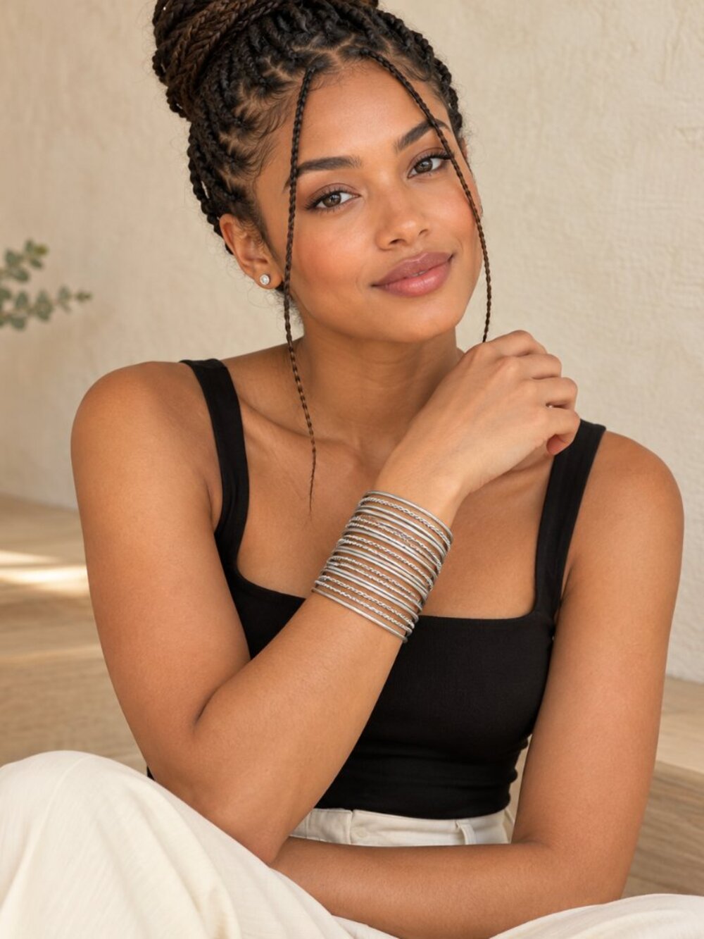 Silver Faux Multi-Row Bangle Cuff Style Bracelet Jewelry